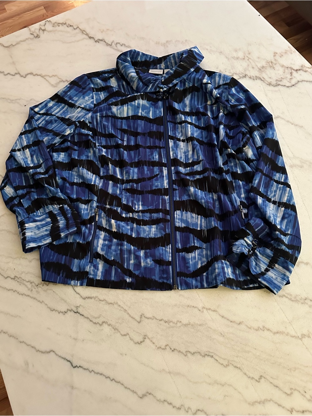 Chico’s Blue Patterned Women's Zip Jacket